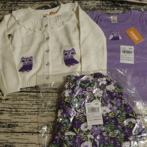Gymboree Whooo's Cute 5T Owl Sweater Floral Skort Shirt Outfit NWT - Picture 3 of 3